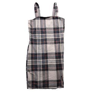 Rue 21 Plaid School Girl Gray Academia Skater Halter Dress Size Med W/ Slit